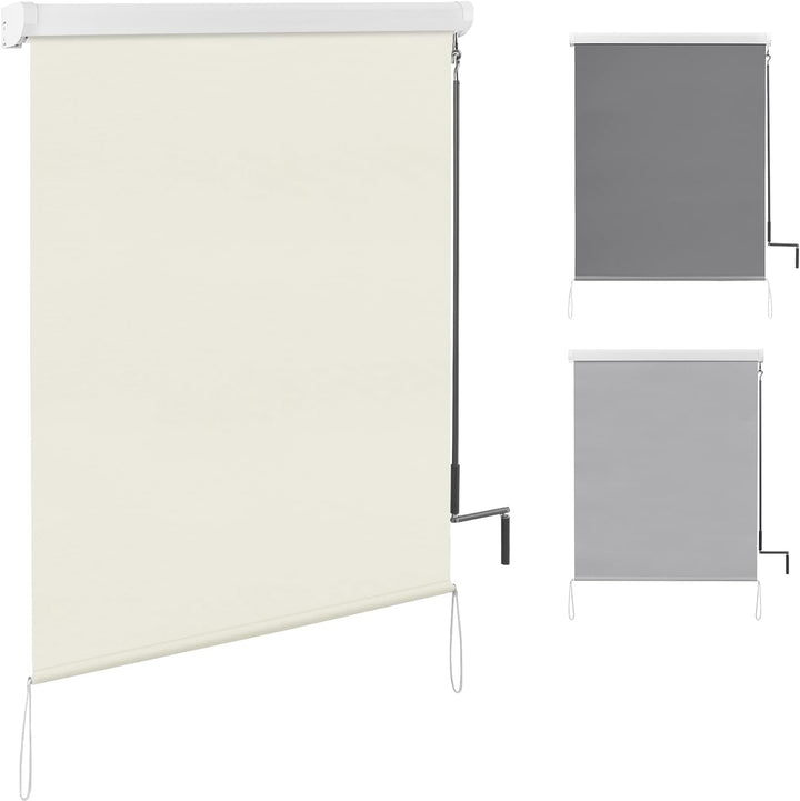 WOLTU Senkrechtmarkise Balkonmarkise Vertikalmarkise mit Handkurbel und Markisenkassette für Terrass