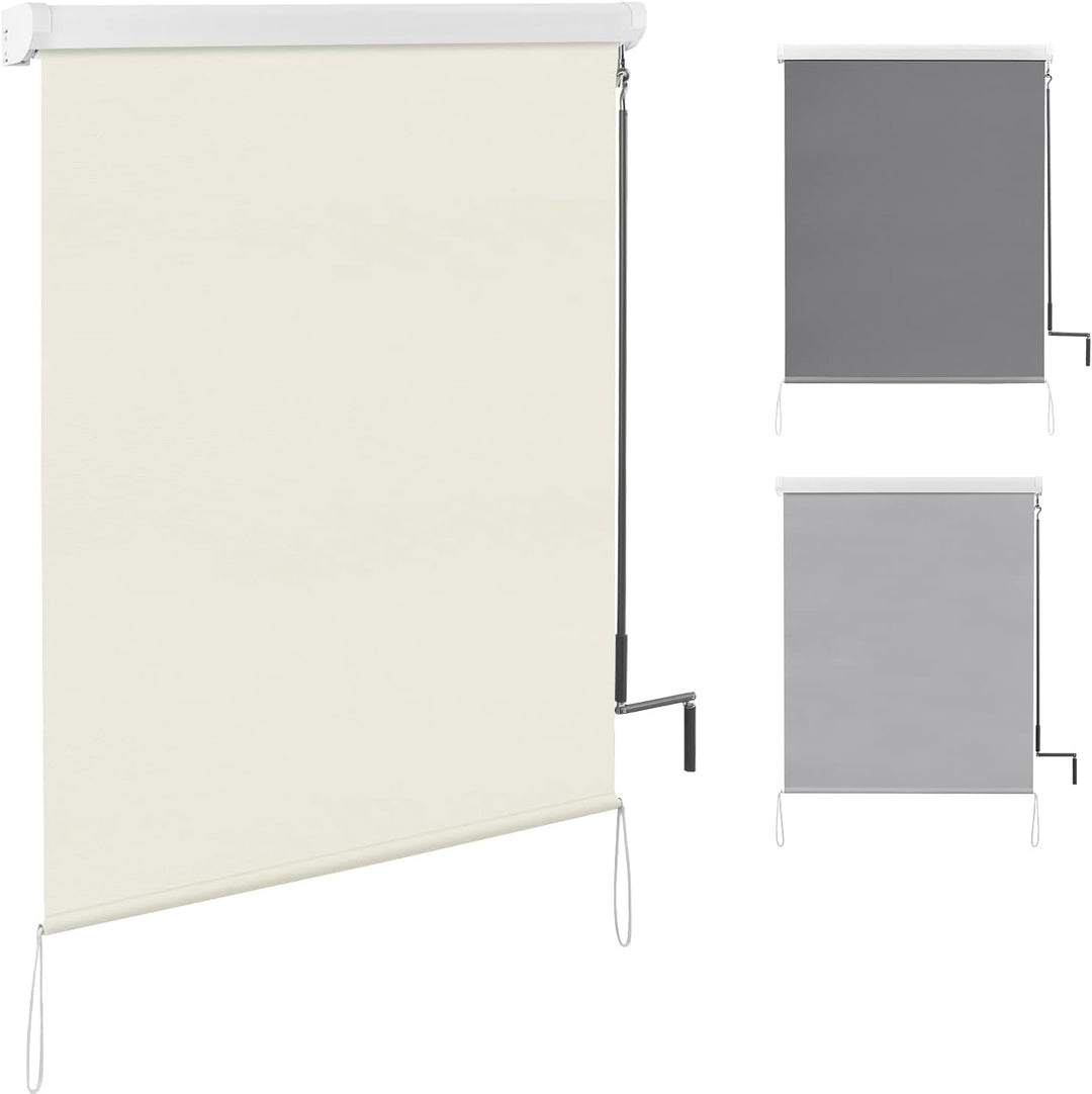 WOLTU Senkrechtmarkise Balkonmarkise Vertikalmarkise mit Handkurbel und Markisenkassette für Terrass
