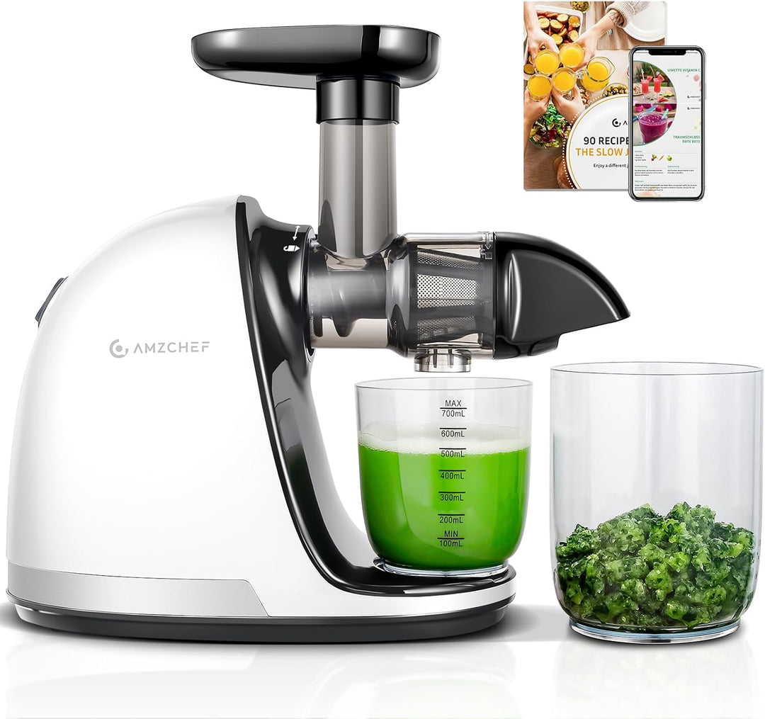 AMZCHEF Entsafter Gemüse und Obst Testsieger - Entsafter Slow Juicer mit Rückwärts-Kau-Funktion - Za