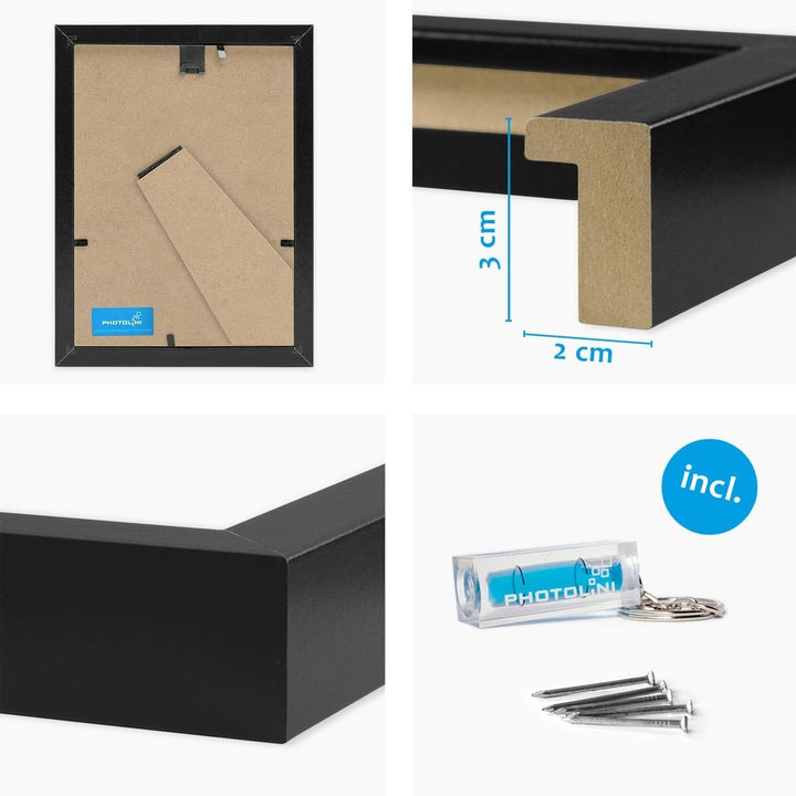 PHOTOLINI 3D-Bilderrahmen zum Befüllen 13x18 cm, Schwarz, Bilderrahmen tief mit Passepartout, 2er Se