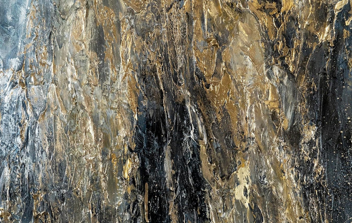 YS-Art XXL Abstrakt Acryl Gemälde auf Leinwand mit Rahmen Azurblau handgemalte Wandbilder Wohnzimmer
