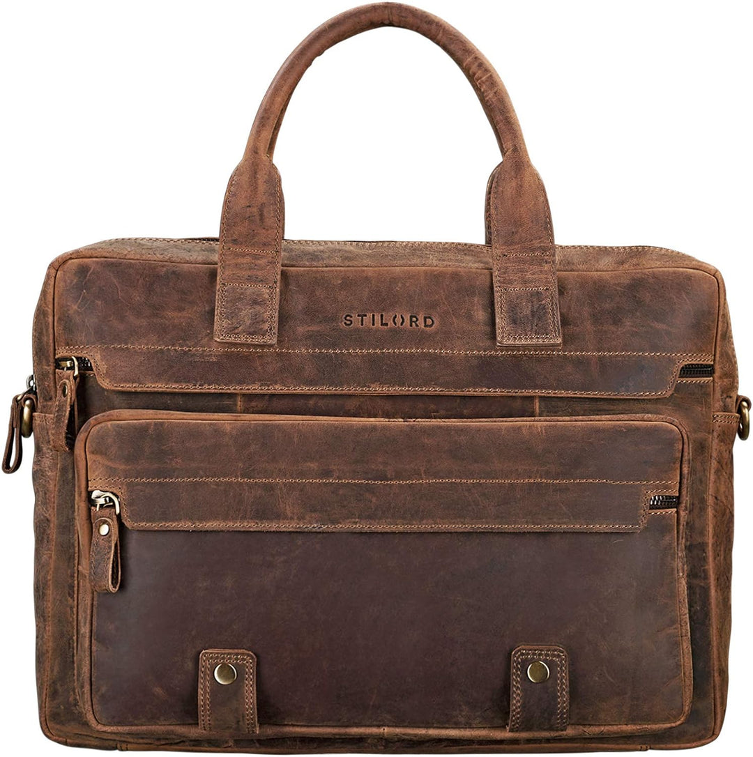 STILORD 'Leander' Umhängetasche Leder Gross Arbeitstasche Aktentasche Business Herren und Damen 15.6