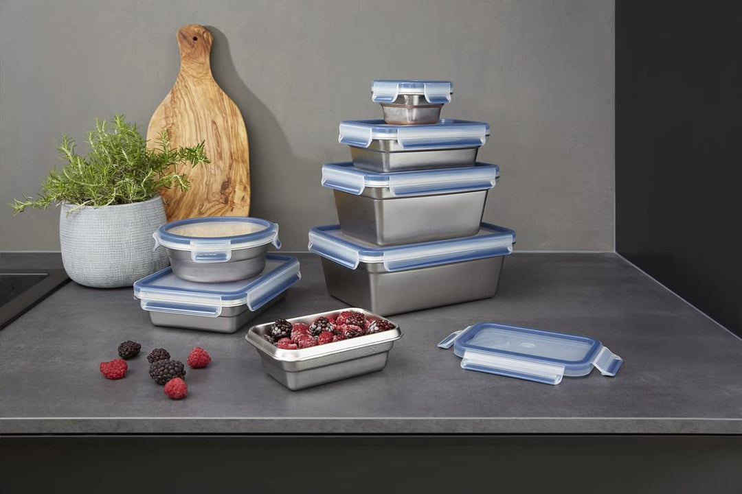 EMSA Clip&Close Edelstahl Vorratsdose 3 L, leicht und hygienisch, Edelstahl 304, Wasserdicht, Gefrie