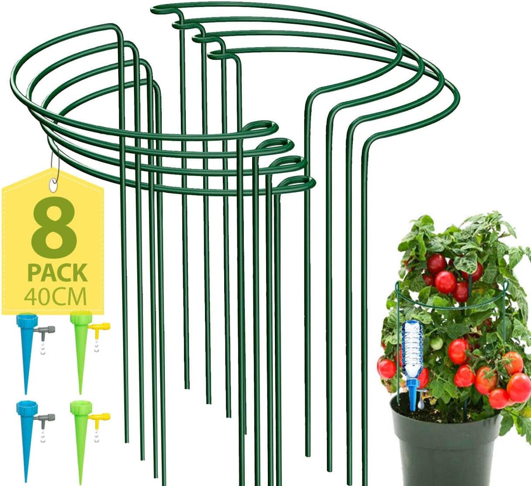 KAZITOO 8 Stück Metall Halbrunde Garten Pflanzenhalter, Metallblumenstützen Ringkäfig-Gartenrand mit