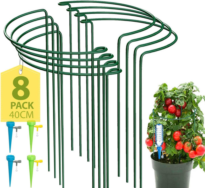 KAZITOO 8 Stück Metall Halbrunde Garten Pflanzenhalter, Metallblumenstützen Ringkäfig-Gartenrand mit