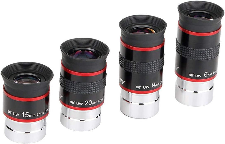 Svbony Okular Zubehör Set, 1,25” 6mm 9mm 15mm 20mm Teleskop Okular Kit 68° Weitwinkel Angenehmes Sic