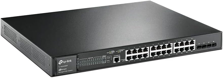 TP-Link TL-SG3428MP 28-Port Gigabit L2+ Managed Switch mit 24 PoE+ Ports, Schwarz, v2.0 & OC200 Omad