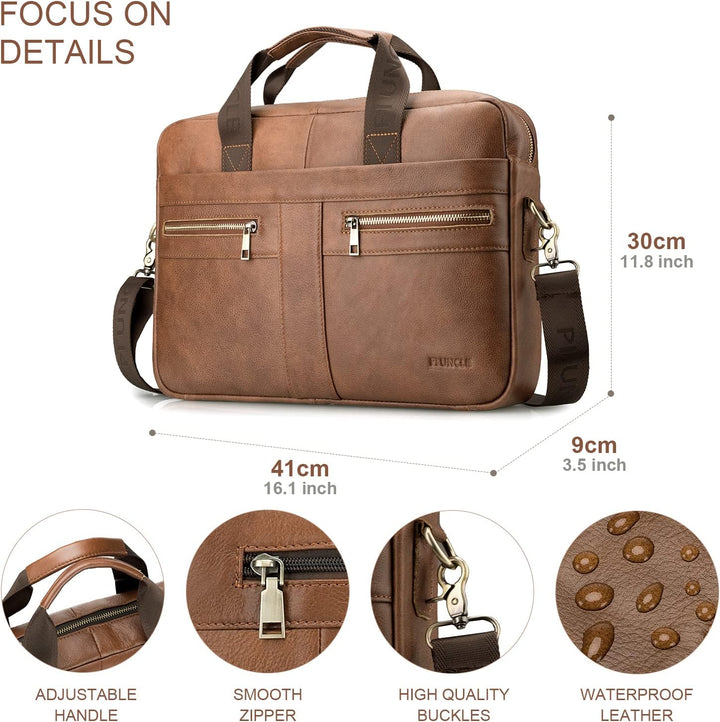 SPAHER Laptoptasche 15.6 Zoll Aktentasche Herren Business Tasche Arbeitstasche Herren Echtleder Tasc