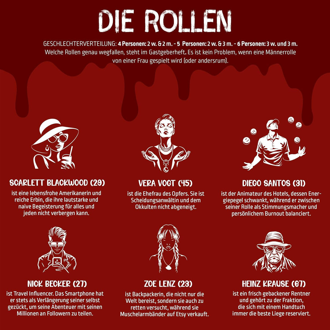 MORD bei Tisch Krimidinner für Zuhause - 4 bis 6 Personen - Der All Inclusive Fall - Das Krimi Spiel