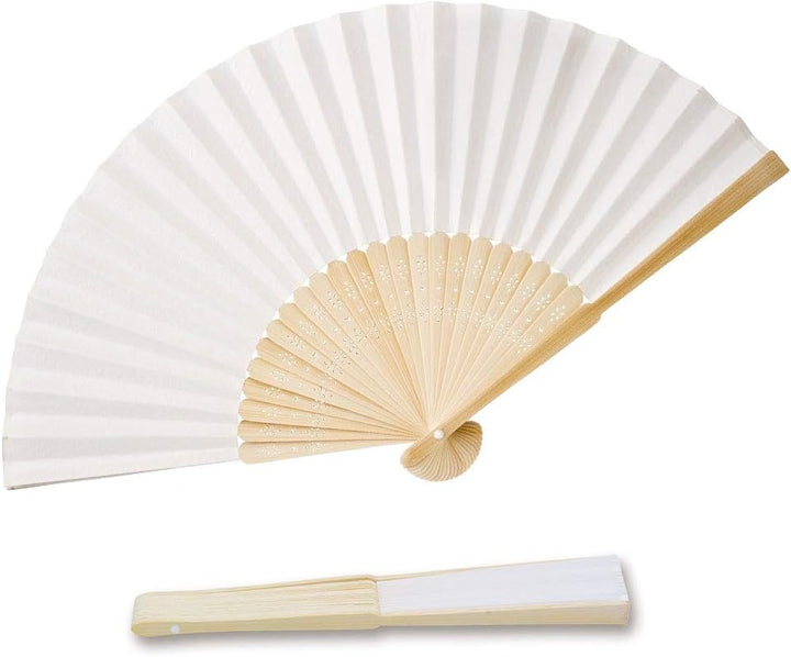 Handfächer aus weissem Papier und Bambus für Hochzeiten (Weiss, 50 Handfächer) Weiss 50 Handfächer,