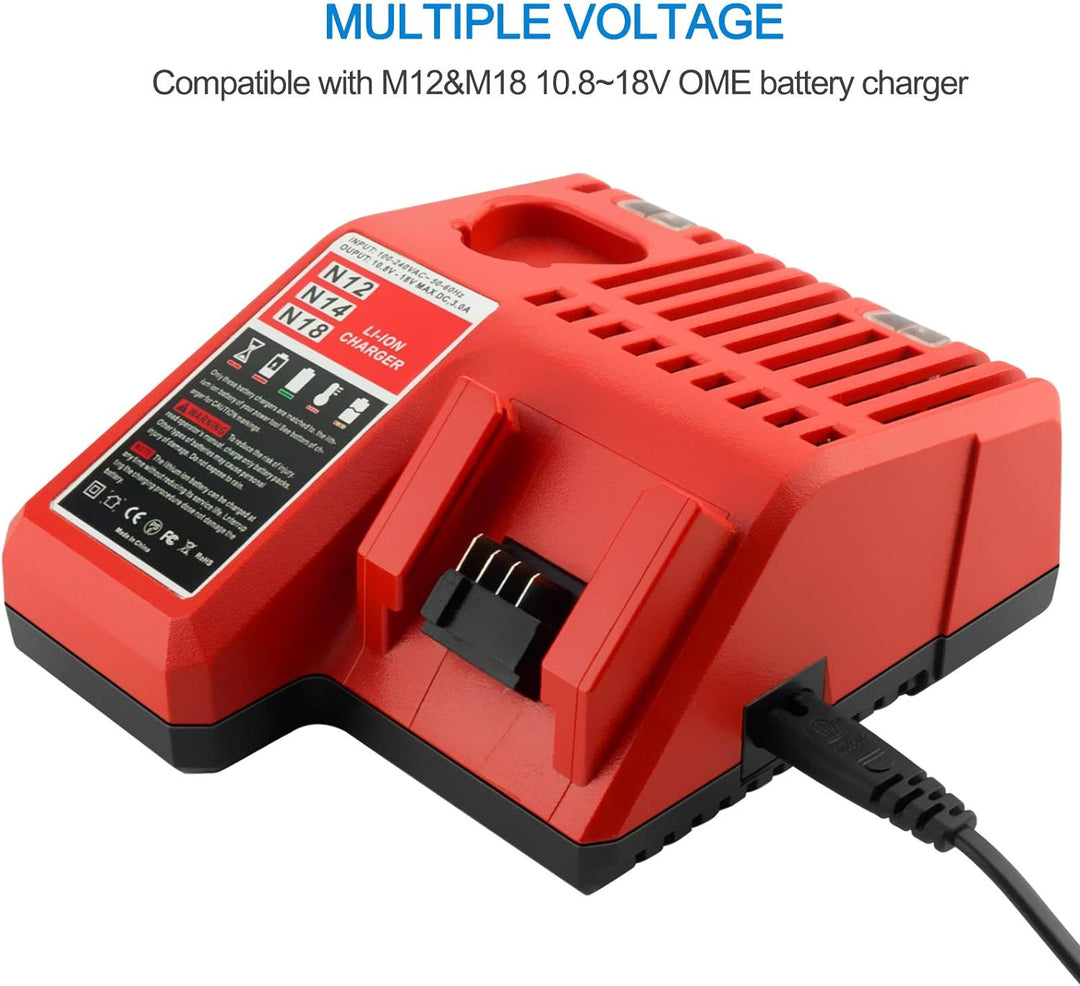 GOOALITY 3A 12V - 18V Ersatz Ladegerät für Milwaukee 12V-18V Akku M12 M18 48-59-1812 48-11-2420 48-1