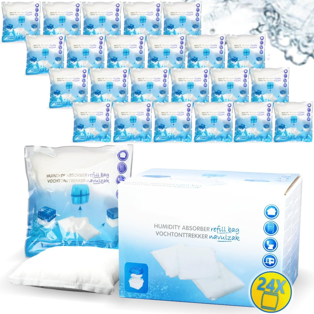 24x Luftentfeuchter Granulat 400g Nachfüllpack universal Feuchtigkeits-Stopper Beutel (24x Nachfüllp