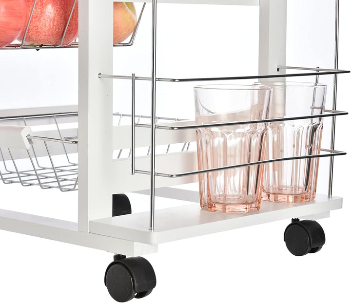 HOMCOM Küchenwagen Servierwagen 5 Ebenen mit Schublade Rollwagen Küchenregal mit Rollen Arbeitsplatt