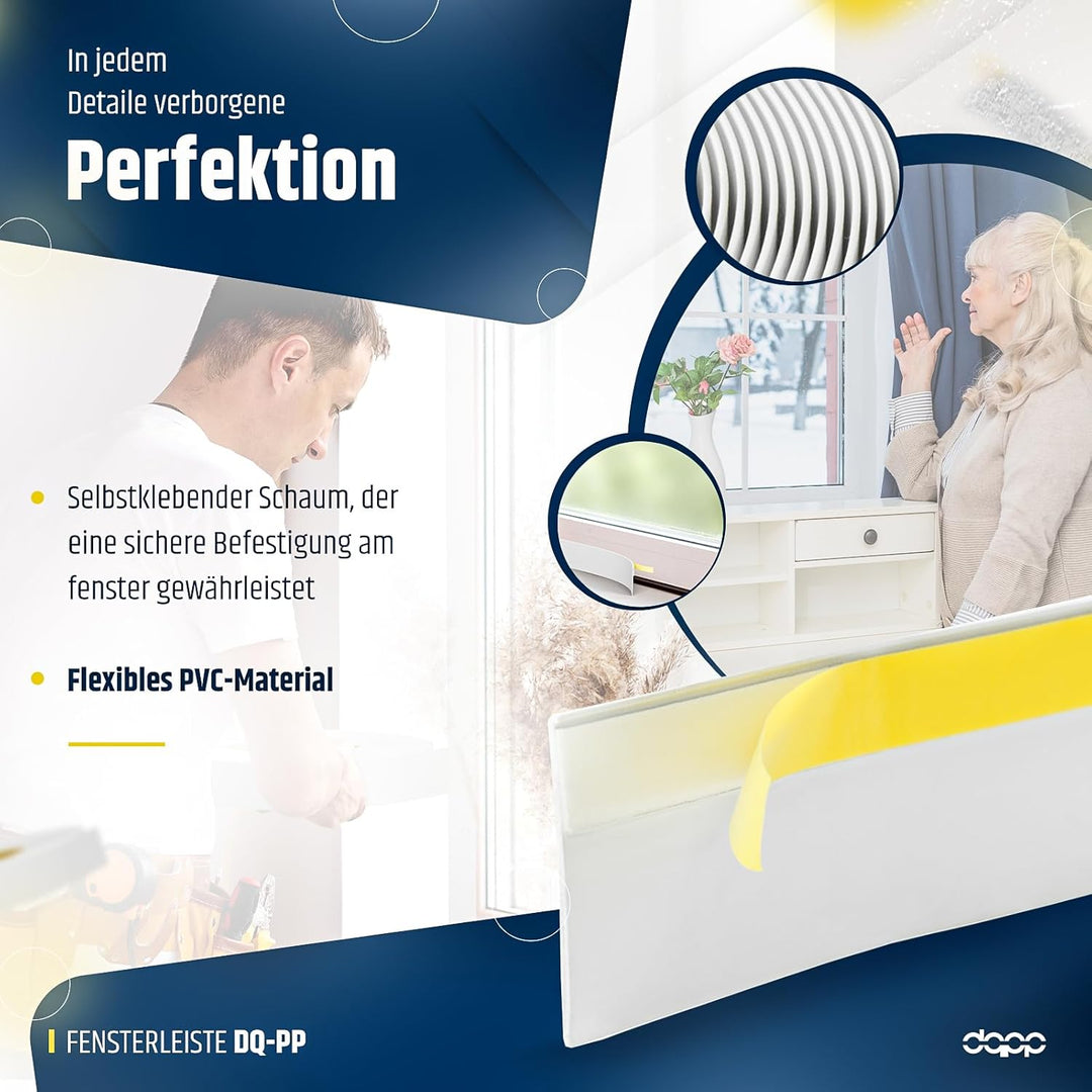 DQ-PP FENSTERLEISTE | 150m Länge | 30mm Breite | 1,5mm Stärke | Weiss | Fensterleisten Flachleisten