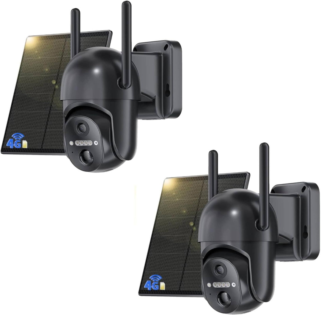 NUASI 4G LTE Überwachungskamera Aussen Akku mit SIM Karte & 32GB Karte【2 STK】, 2K Kabellos Solar PTZ