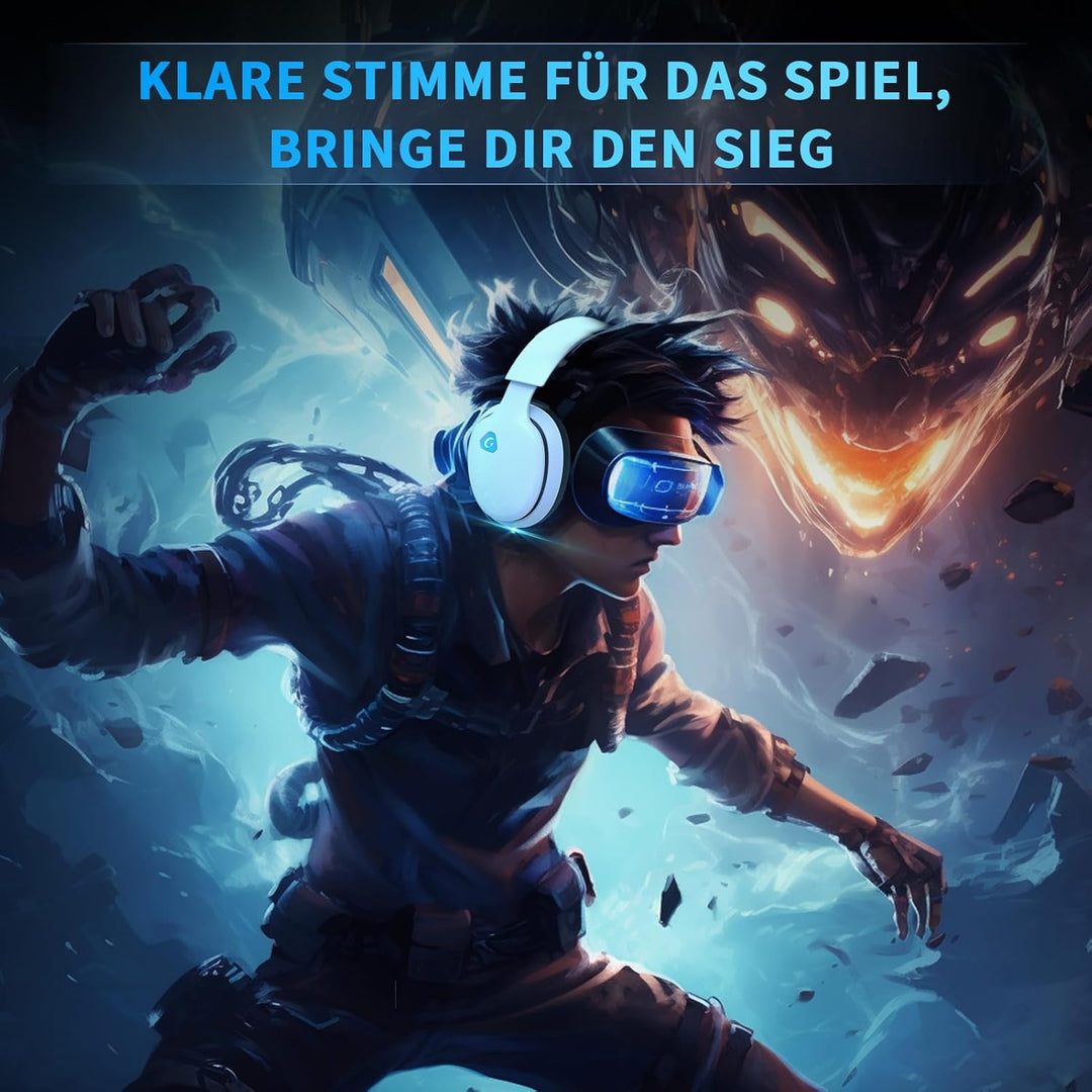 Gvyugke 2,4 GHz Wireless Gaming Headset für PC, PS4, PS5, Mac, Switch, Bluetooth Kabelloses Kopfhöre