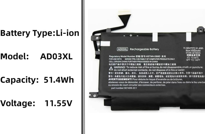 PUGASR AD03XL Laptop Akku Kompatibel mit HP Envy 13-AD000 13-AD002NG 13-AD101TX 13-AD104TX 13-AD108T
