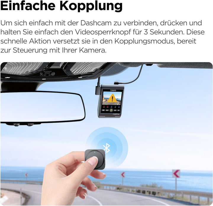 VIOFO Bluetooth Notfall Fernbedienung für A129 Reihe Dashcam, A119 Mini, A229 Duo, T130 u. A139 / A1
