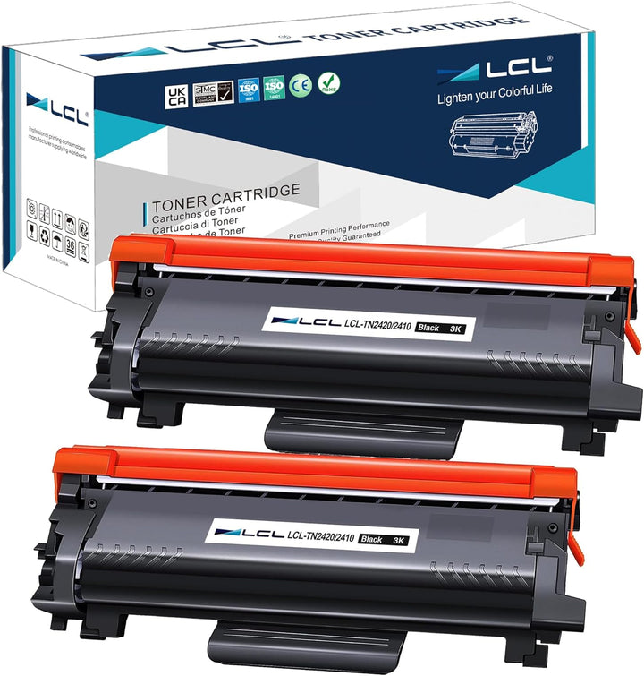 LCL Kompatibel Tonerkartusche TN2420 TN-2420 TN2410 TN-2410 3000Seiten (2Schwarz) kompatibel für Bro
