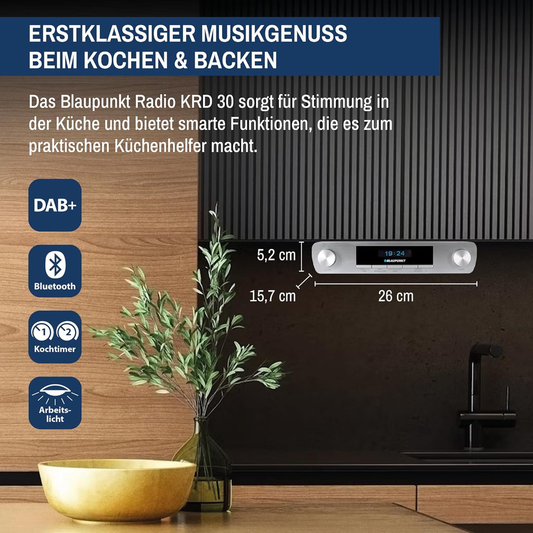 Blaupunkt KRD 30, Bluetooth Küchenradio mit DAB+, UKW PLL, Multidisplay, Senderspeicher, Unterbau Di