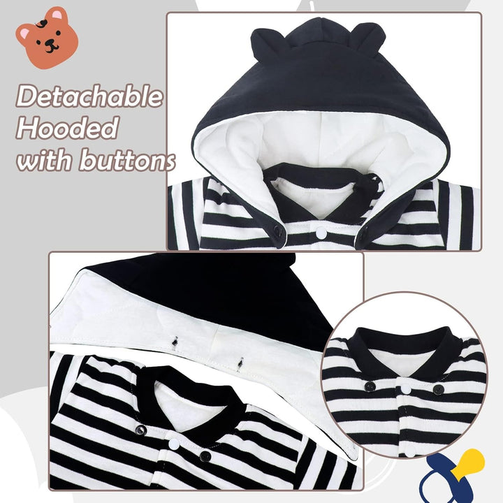Baby Overall Mit Kapuze Footies Strampler Schneeanzüge Karikatur Jumpsuit Unisex Winter Kleidungsset