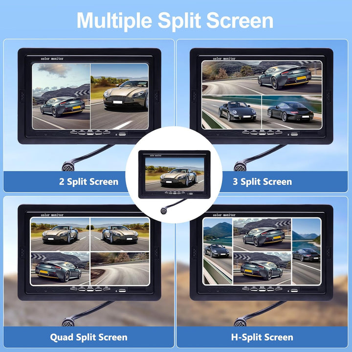 Camecho Dual Backup Kamera 4 Split Monitor hinten Kamera Auto 18 IR-Nachtsicht wasserdicht Aviation