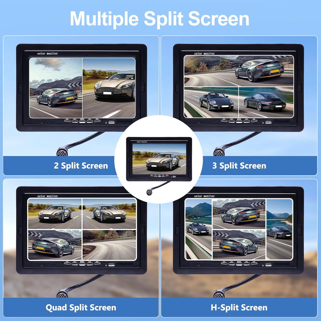 Camecho Dual Backup Kamera 4 Split Monitor hinten Kamera Auto 18 IR-Nachtsicht wasserdicht Aviation