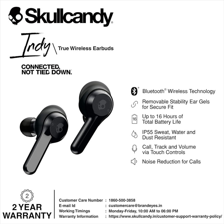 Skullcandy Indy True-Wireless-Kopfhörer mit Bluetooth-Mikrofon, Schweiss-, Wasser- und Staubresisten