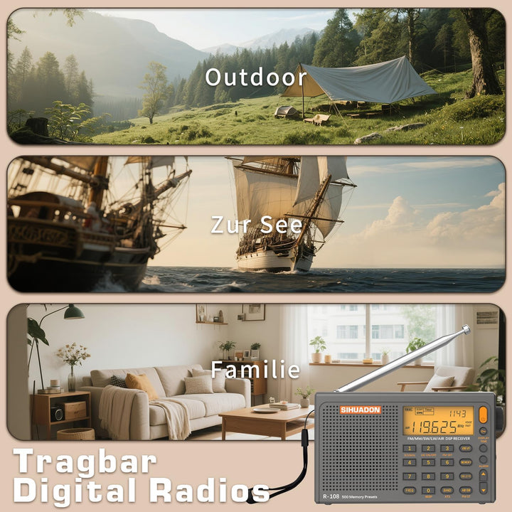 Tragbares Radio SIHUADON R108 UKW Radio SW MW Multiband Radio Mit Klar Empfang und Super Klang Lauts