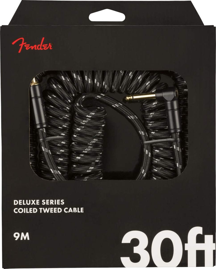 Fender© Deluxe Coil Cable, 30', Bk Tweed, 0990823060 Schwarzer Tweed Gerade 9M/30FT Single, Schwarze
