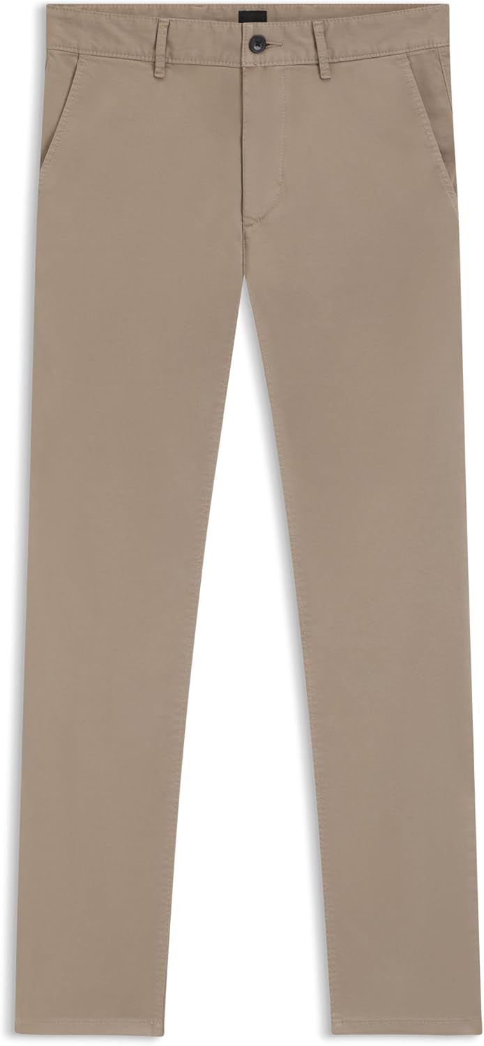 BOSS Herren Chino Slim Slim-Fit Hose aus elastischem Baumwoll-Satin 29W / 32L Open Green, 29W / 32L