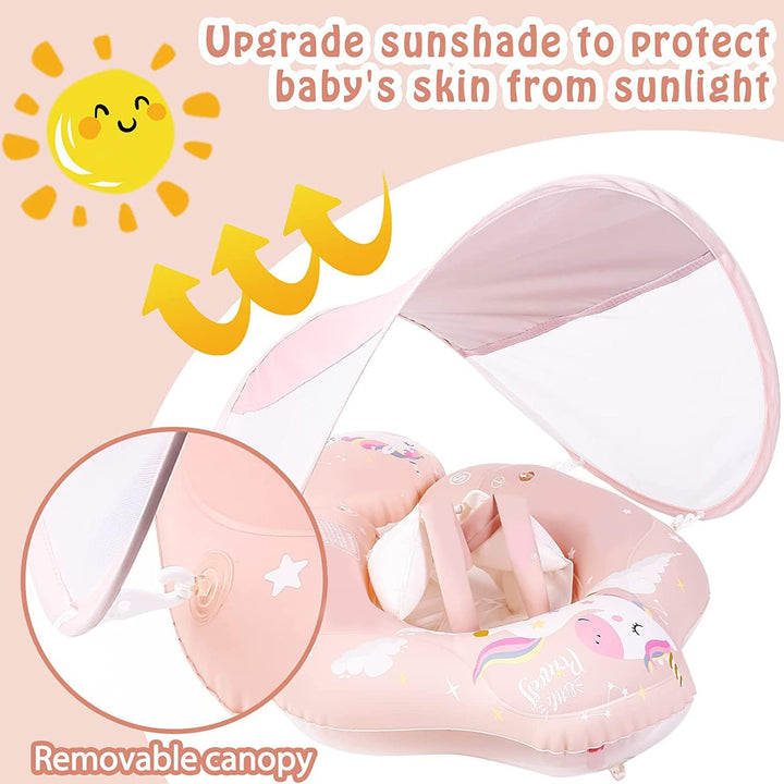 NEU 2023 Schwimmring Baby ab 3-36 Monate, Baby Schwimmring mit Sonnendach Entfernbar, Baby Schwimmhi