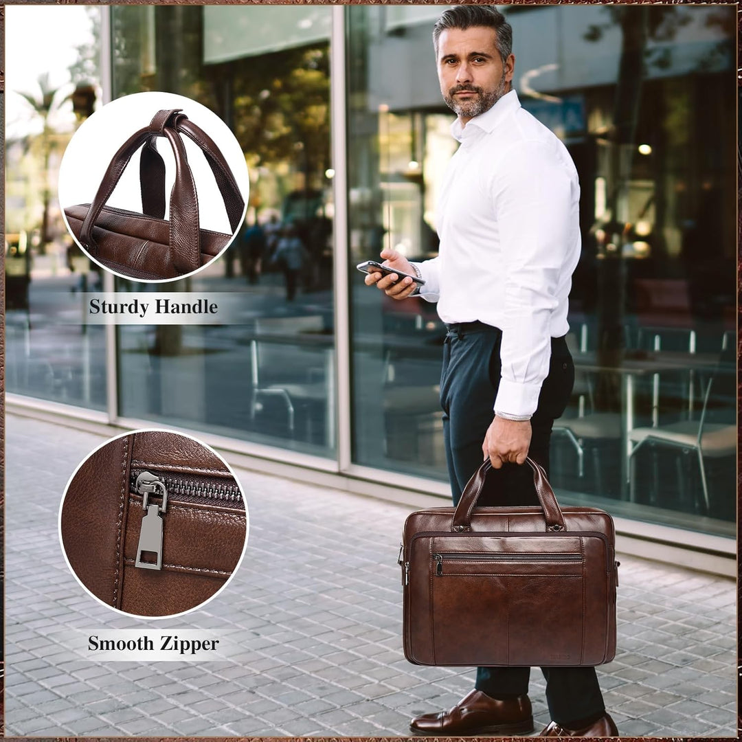 BAIGIO Herren Aktentasche Leder Laptoptasche Business Handtasche Gross Umhängetasche Vintage Lederta