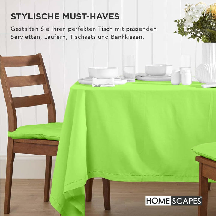 HOMESCAPES 4er Set Stuhlkissen 40 x 40 cm, grün, Sitzkissen mit Bändern und Knopfverschluss, einfarb