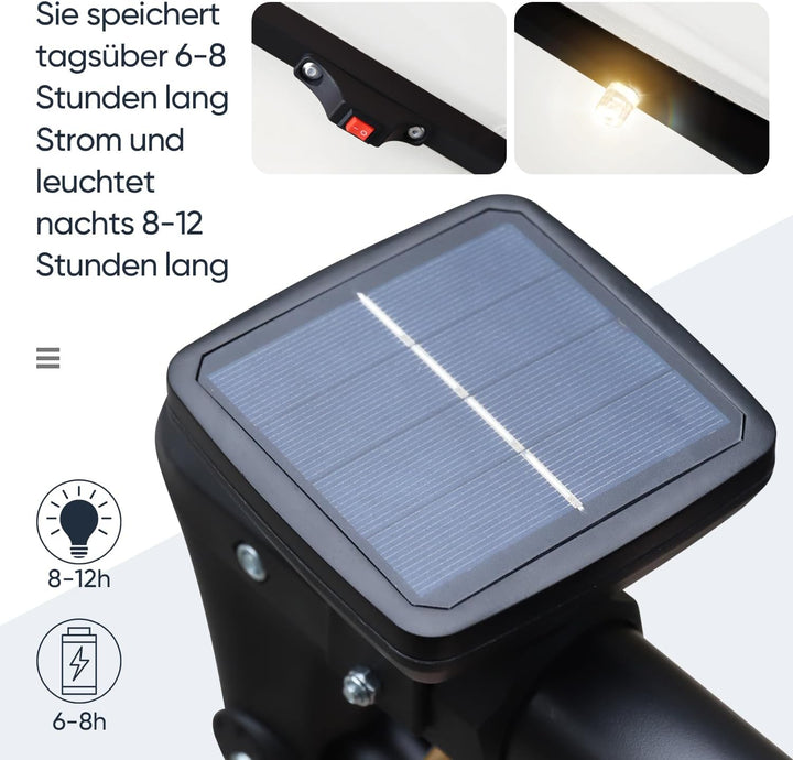 Sekey® LED Solar Ampelschirm 300cm LED Sonnenschirm-Solarbetrieben - UV50+ Sonnenschutz - Robust und