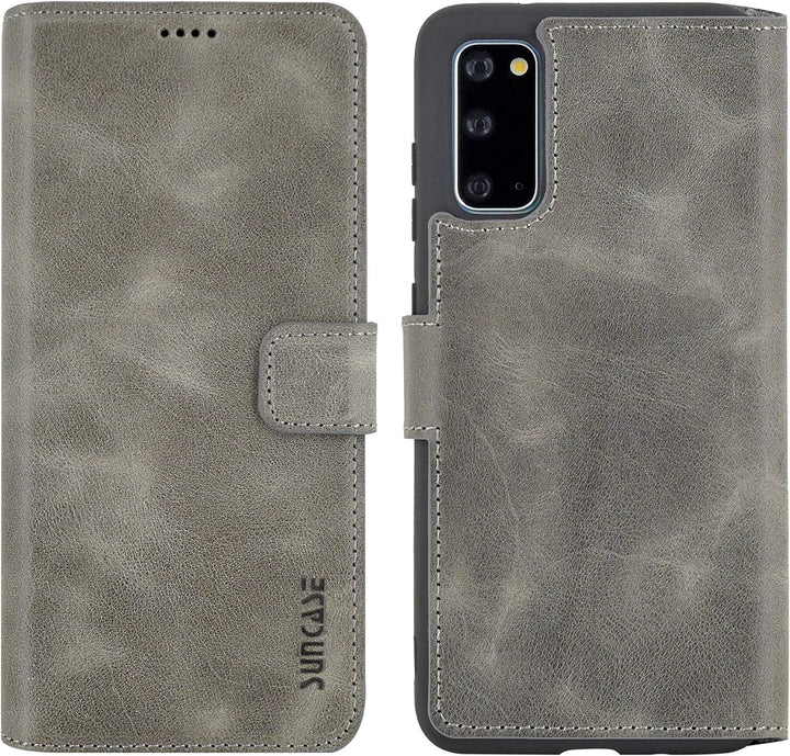 Suncase Book-Style Hülle kompatibel mit Samsung Galaxy S20 Leder Tasche (Slim-Fit) Lederhülle Handyt