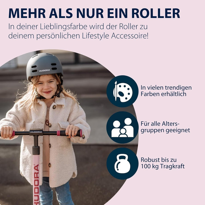 HUDORA BigWheel® 205 Advanced Scooter - Komfortabler Aluminium-Roller für bis zu 100kg - Höhenverste
