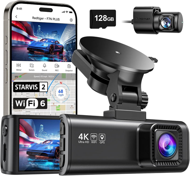REDTIGER Dashcam Auto Vorne Hinten 4K/2,5K Mit GPS WiFi Dash Cam Auto Dashboard Recorder mit 3,16" I