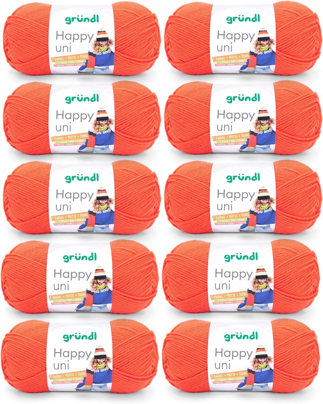 Gründl Happy uni (Strick- und Häkelgarn mit wollartigem Charakter aus 100% Polyacryl, Anti-Pilling,