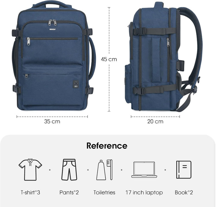 WANDF Handgepäck Rucksack 55x40x20cm / 45x36x20cm für Easyjet Airlines, Untersitz-Reise-Handgepäck-T