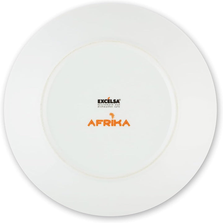 Excelsa Afrika Tellerservice 18 Stück, Porzellan und Keramik, mehrfarbig Single, Single