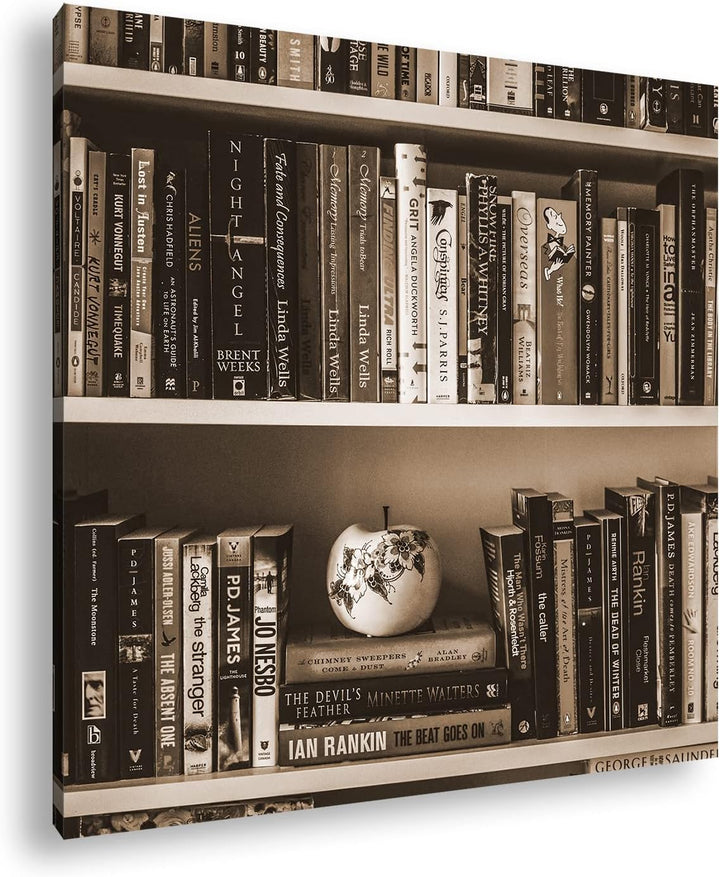 deyoli Rand volles Bücherregal Format: 60x60 cm Effekt: Sepia als Leinwandbild, Motiv fertig gerahmt