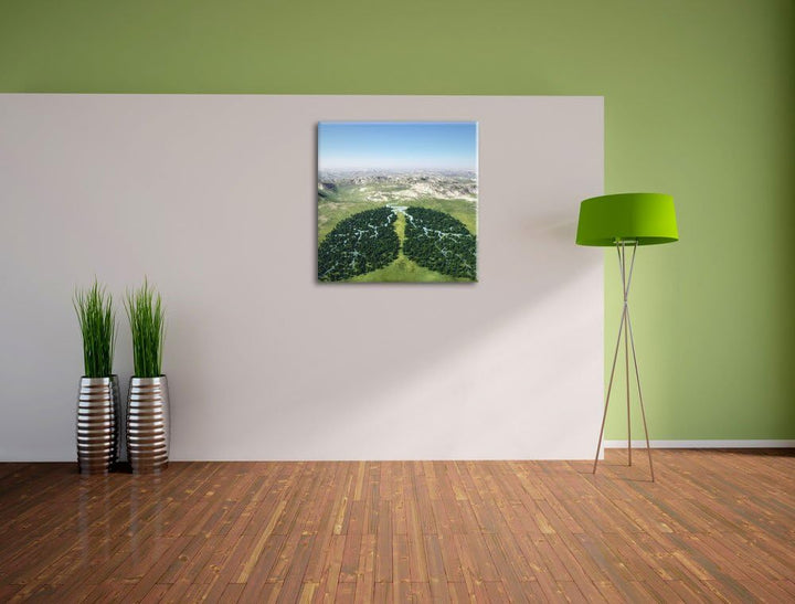 Grüne Lunge der Natur, Format: 70x70 auf Leinwand, XXL riesige Bilder fertig gerahmt mit Keilrahmen,