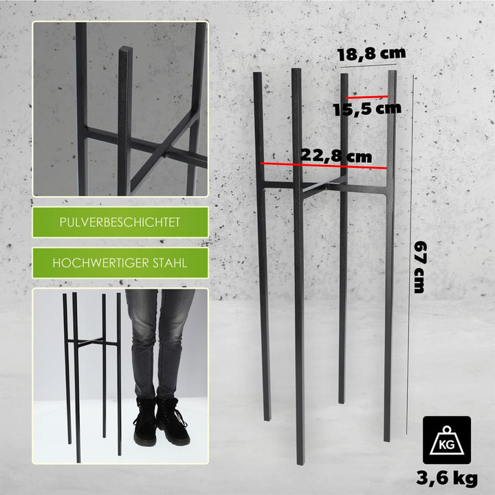 KADAX Blumenständer, wetterfester Pflanzenständer aus Stahl, Blumentopfhalter für Innen, Aussen, Bal