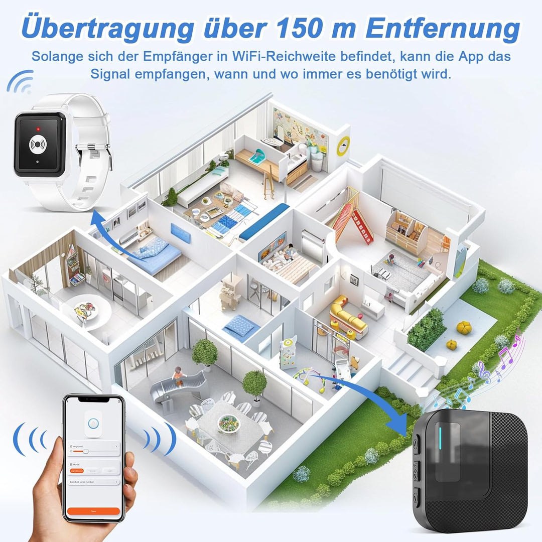 DAYTECH Notrufknopf für Senioren auf Handy, WiFi Tuya Smart Senioren Notfallknopf Alert System, Haus