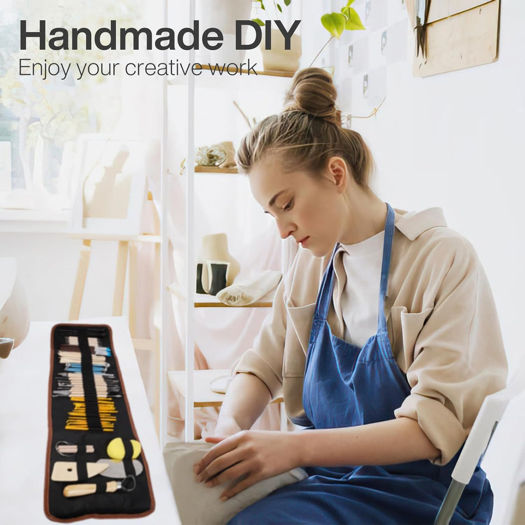 FAMKEEP Modellierwerkzeug,55 Stück Ton Werkzeug,Carving Tools Clay Keramik Sculpting Ton Werkzeug mi