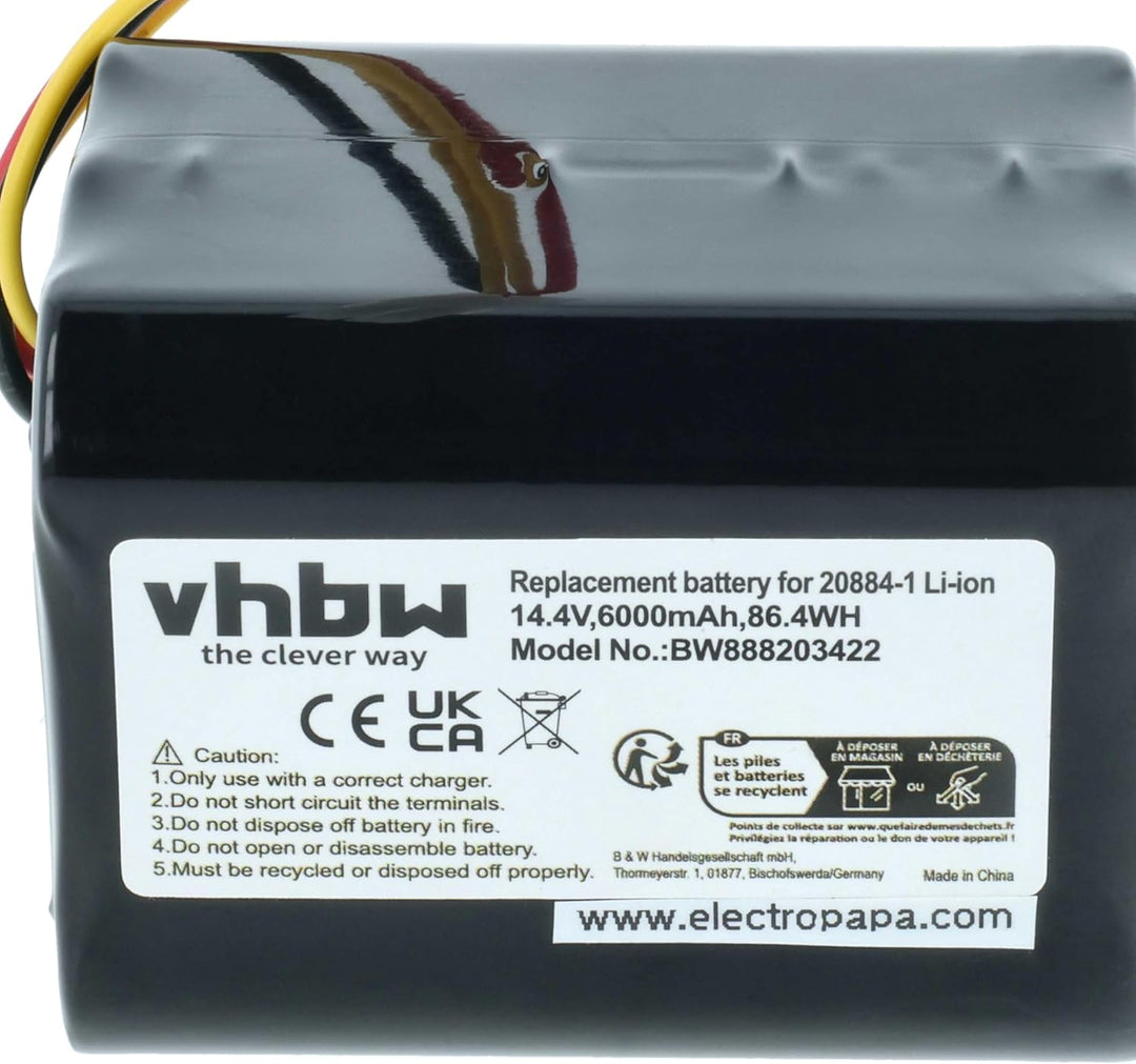 vhbw Akku kompatibel mit Vorwerk Kobold VR200 Staubsauger Home Cleaner Heimroboter (6000mAh, 14,4V,