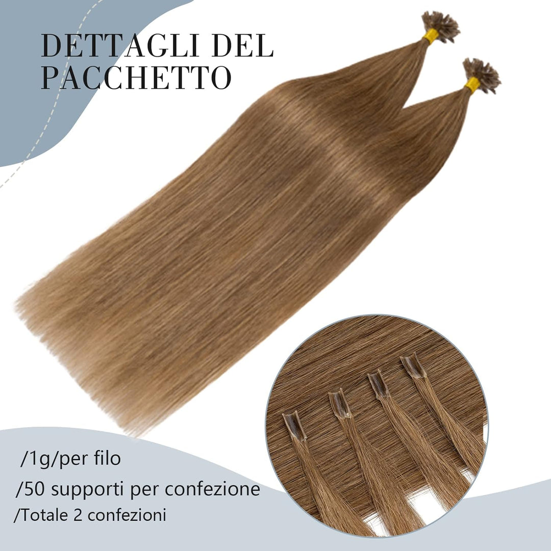 Silk-co Haarteile Echthaar Bonding Extensions Echthaar 1g Keratin U-Tip Haarverlängerung Glatt Hair