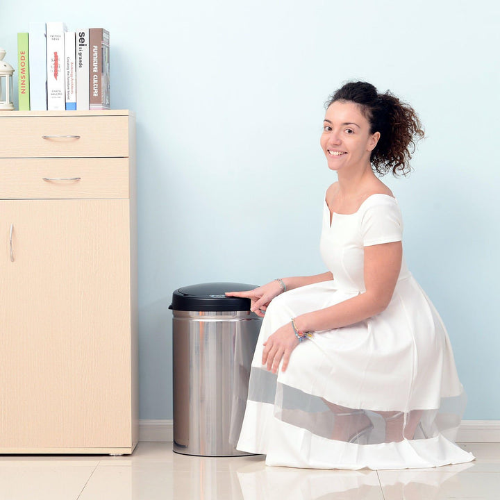 HOMCOM Edelstahl Automatik Sensor Mülleimer Abfalleimer IR Sensor mit/ohne Inneneimer rund 30 L 30.5