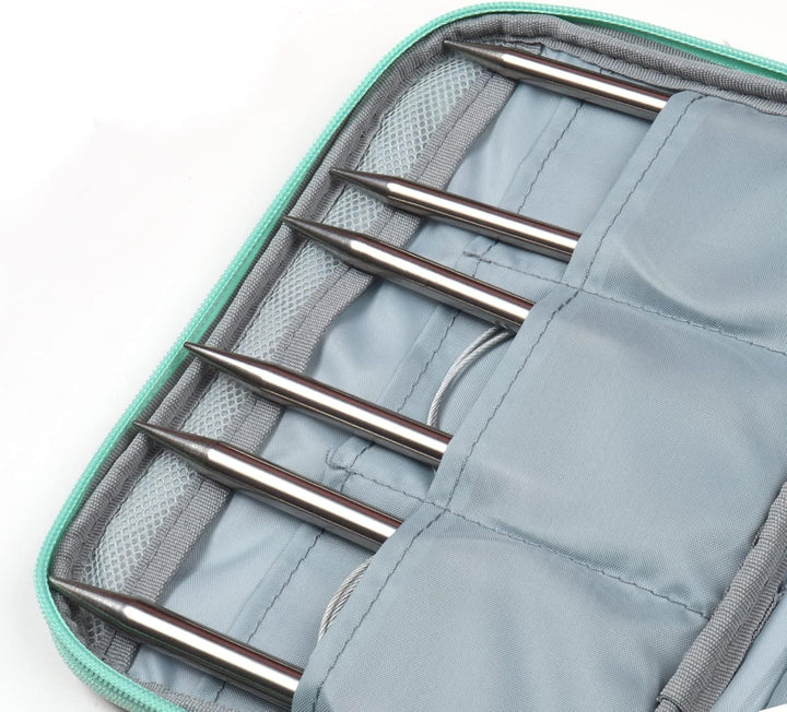 Coopay Edelstahl Rundstricknadel Set mit Etui, 9 Stück Rundstricknadeln 80cm mit Nadellehre und Häke